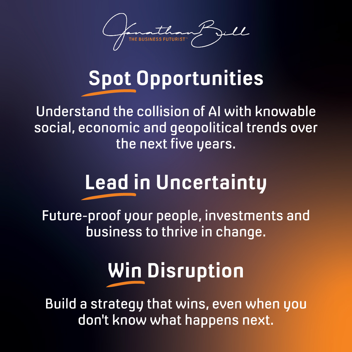 A graphic with suggestions for business futurist thinking and to master what happens next